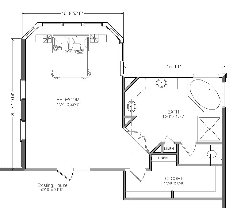 Blueprint view of Master Bedroom Addition Suite