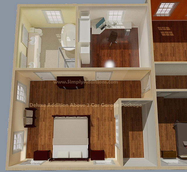 Deluxe Master Suite Addition Above Garage 3D Floorplan Overview Sm 